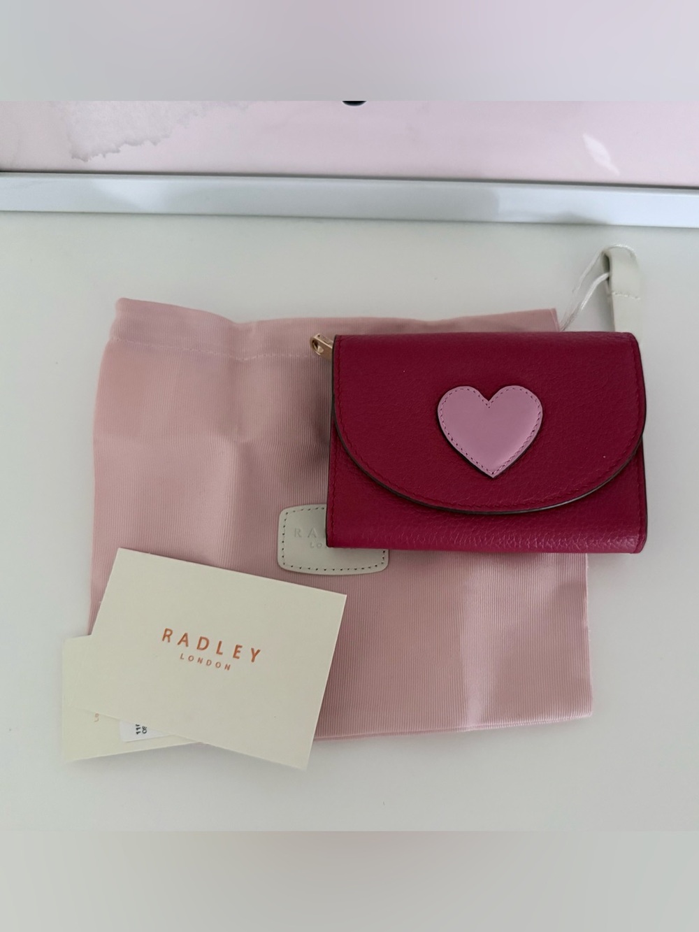 RADLEY LONDON Magenta Wallet with Light Pink Heart Applique